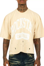 Rainer Beige/White Boxy Crop T-Shirt