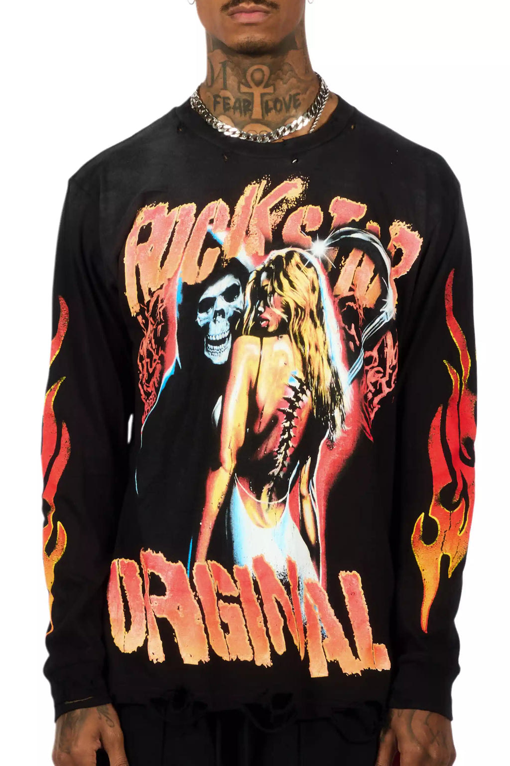 Zo Black/Orange Long Sleeve Graphic T-Shirt