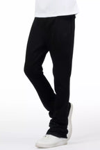 Pyrel Black/Black Rhinestone Stacked Flare Pant