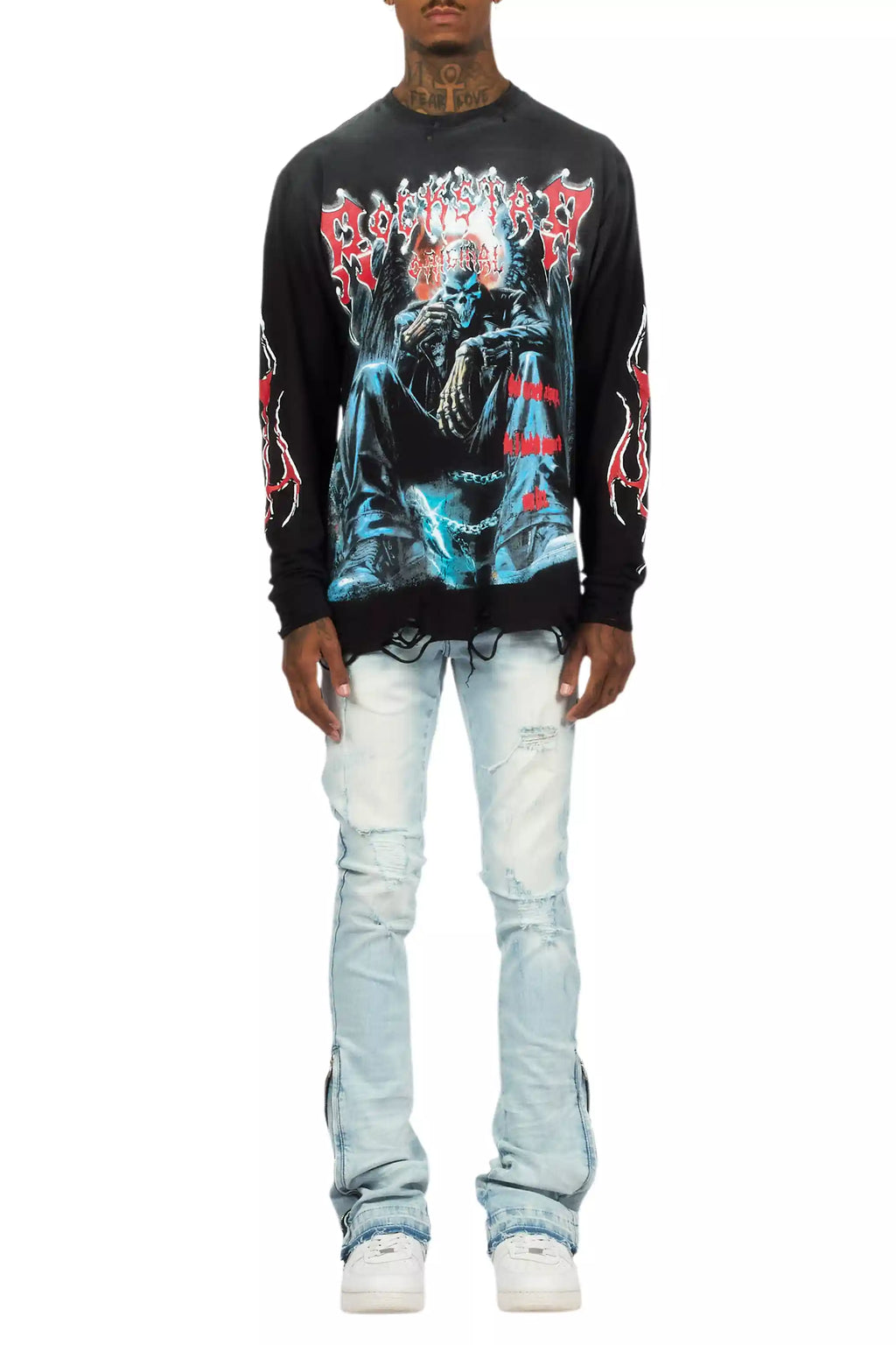 Jaymes Light Blue Stacked Flare Jean