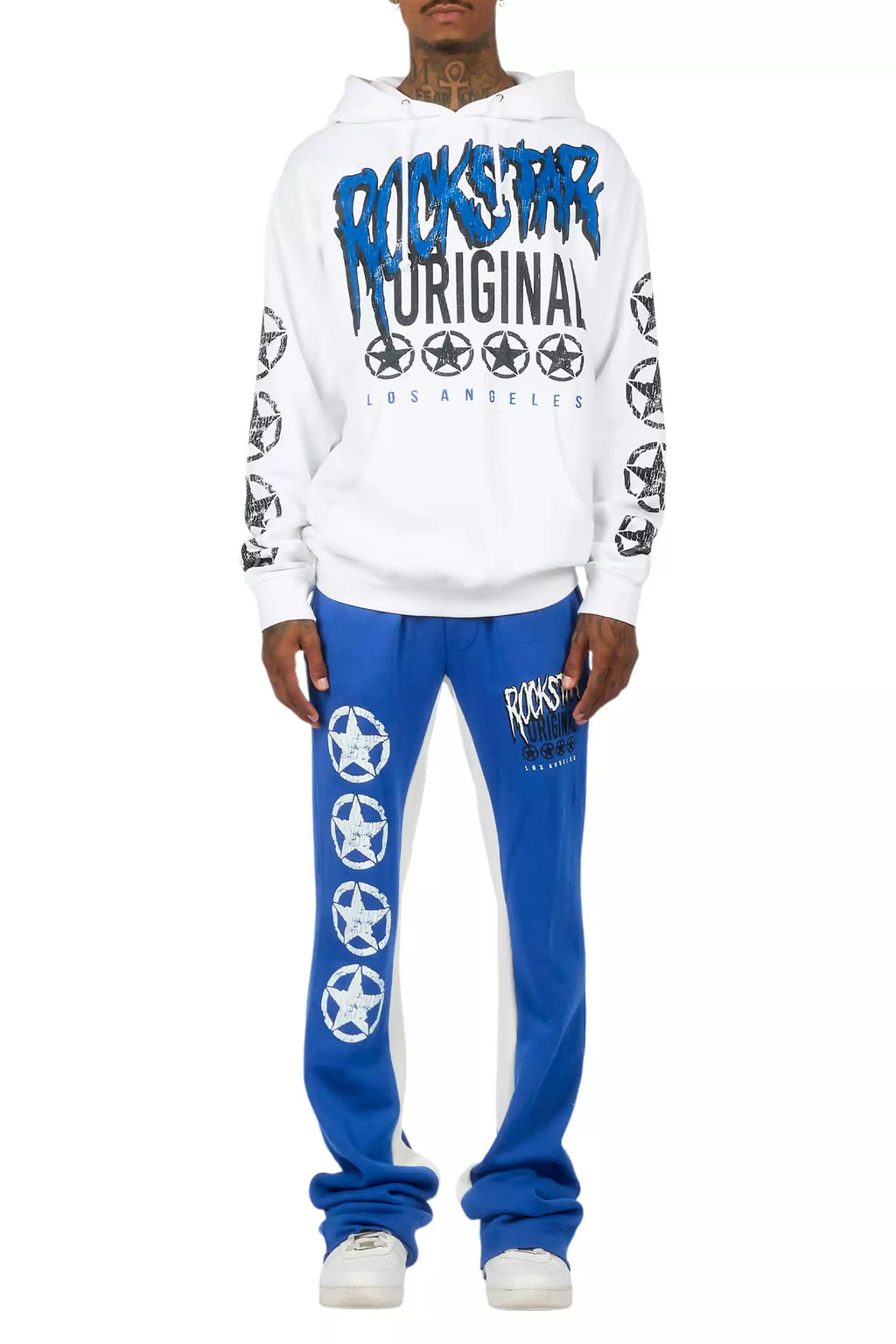 Wizzurd White/Royal Blue Hoodie Stacked Track Set