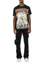 Noriko Black/Black Stacked Flare Track Pant