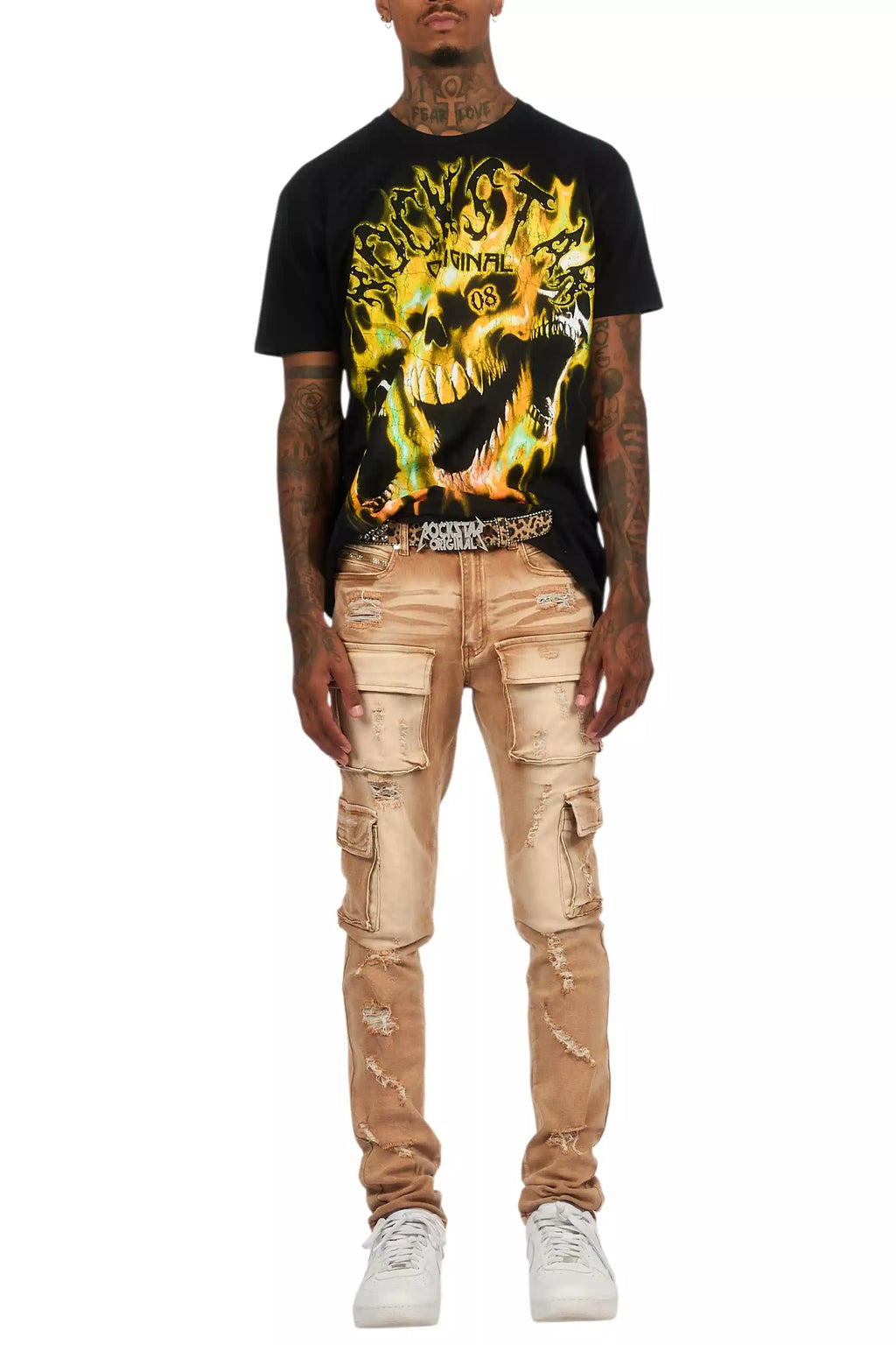 Kap Washed Beige Cargo Jean