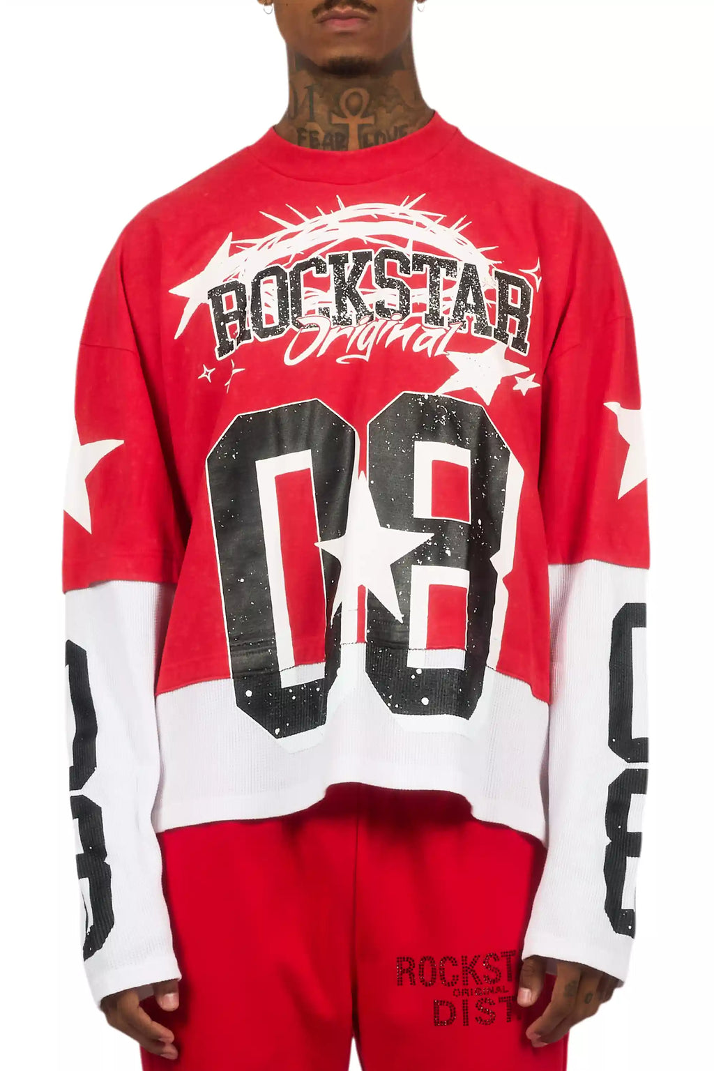 Allstar Red/White Boxy Crop Double Layer Tee