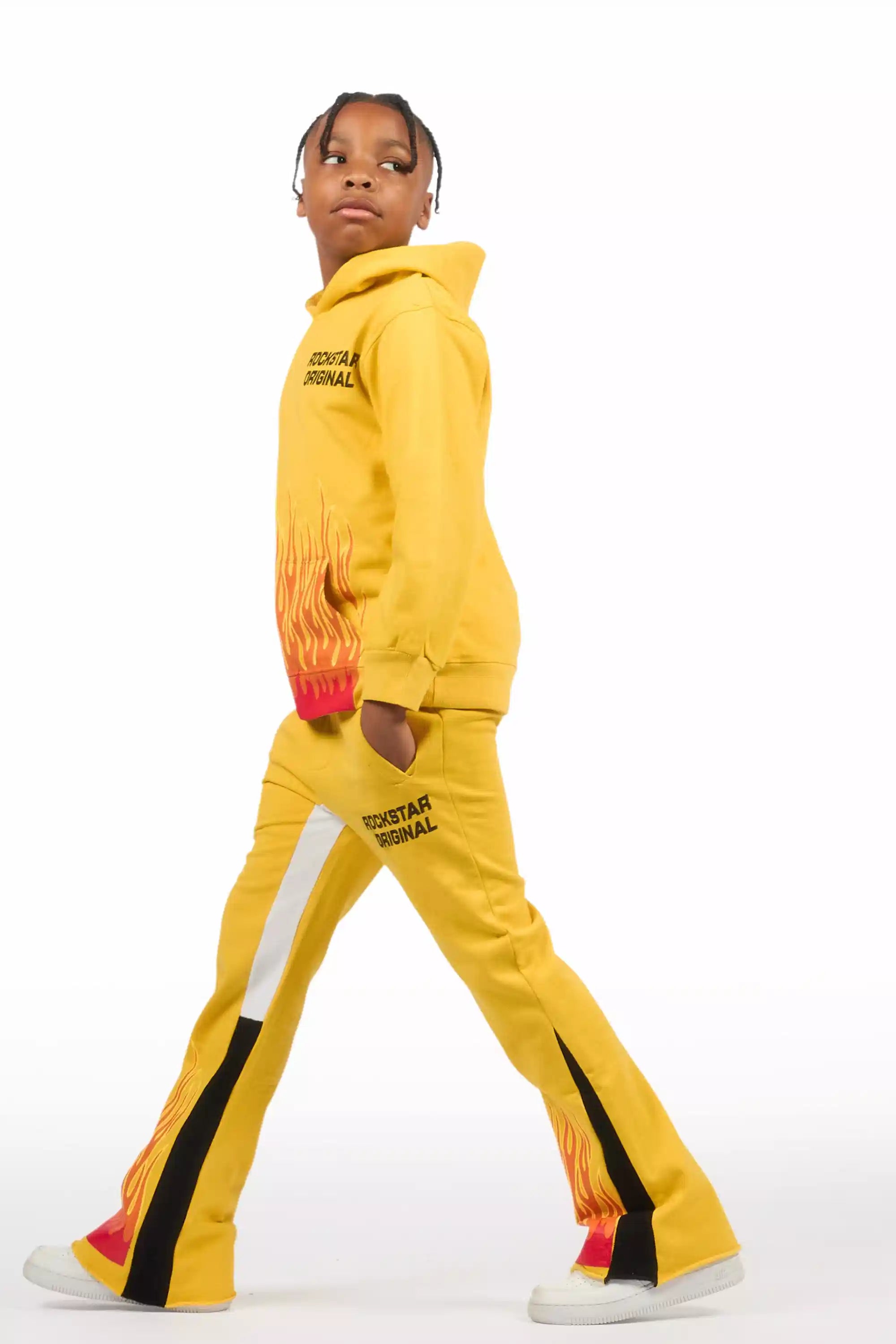 Boys Roeland Yellow/Red Stacked Flare Pant Set