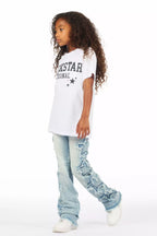 Girls Sinayah Light Wash Stacked Flare Jean