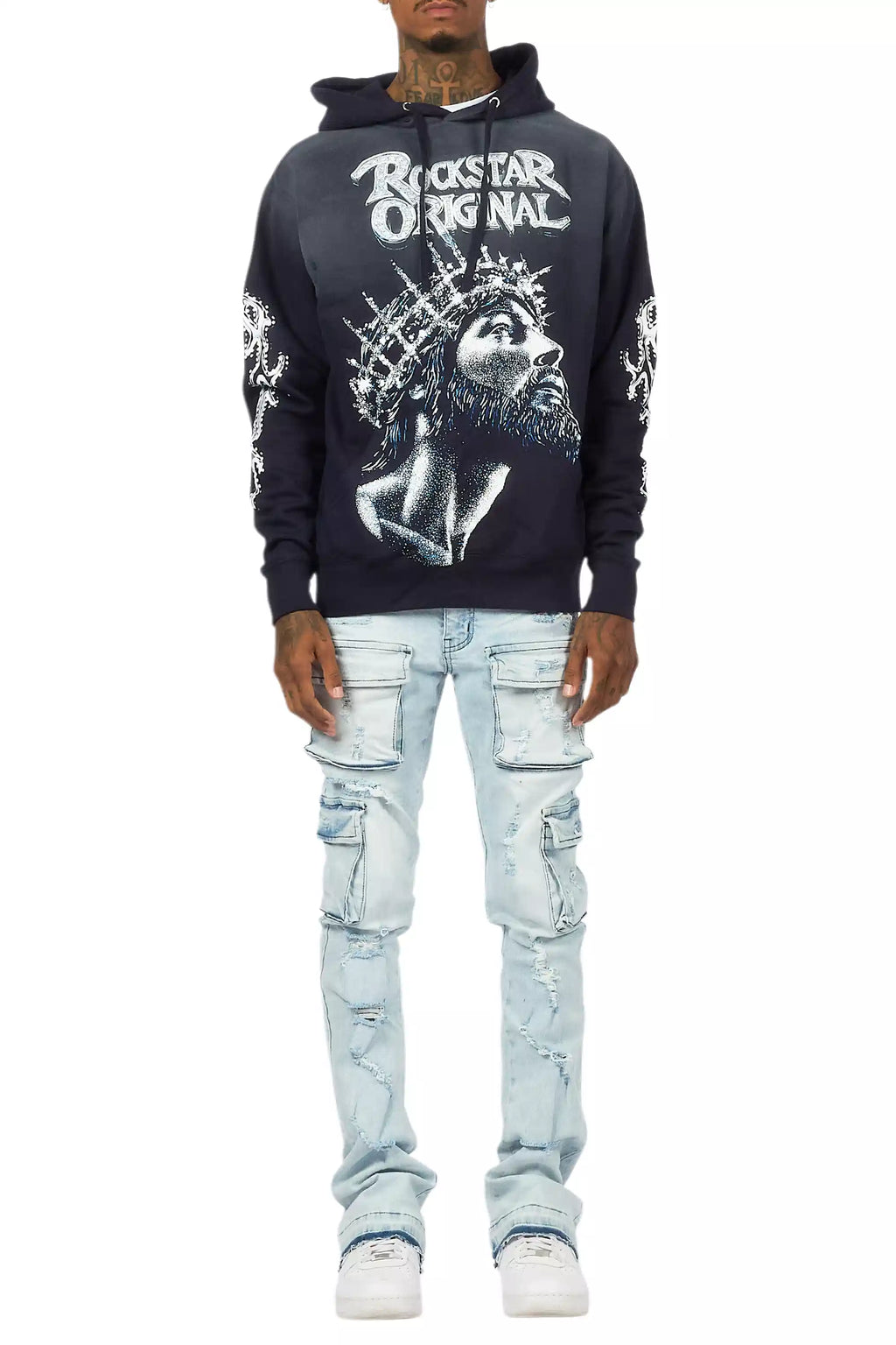 Zaid Blue Stacked Flare Jean