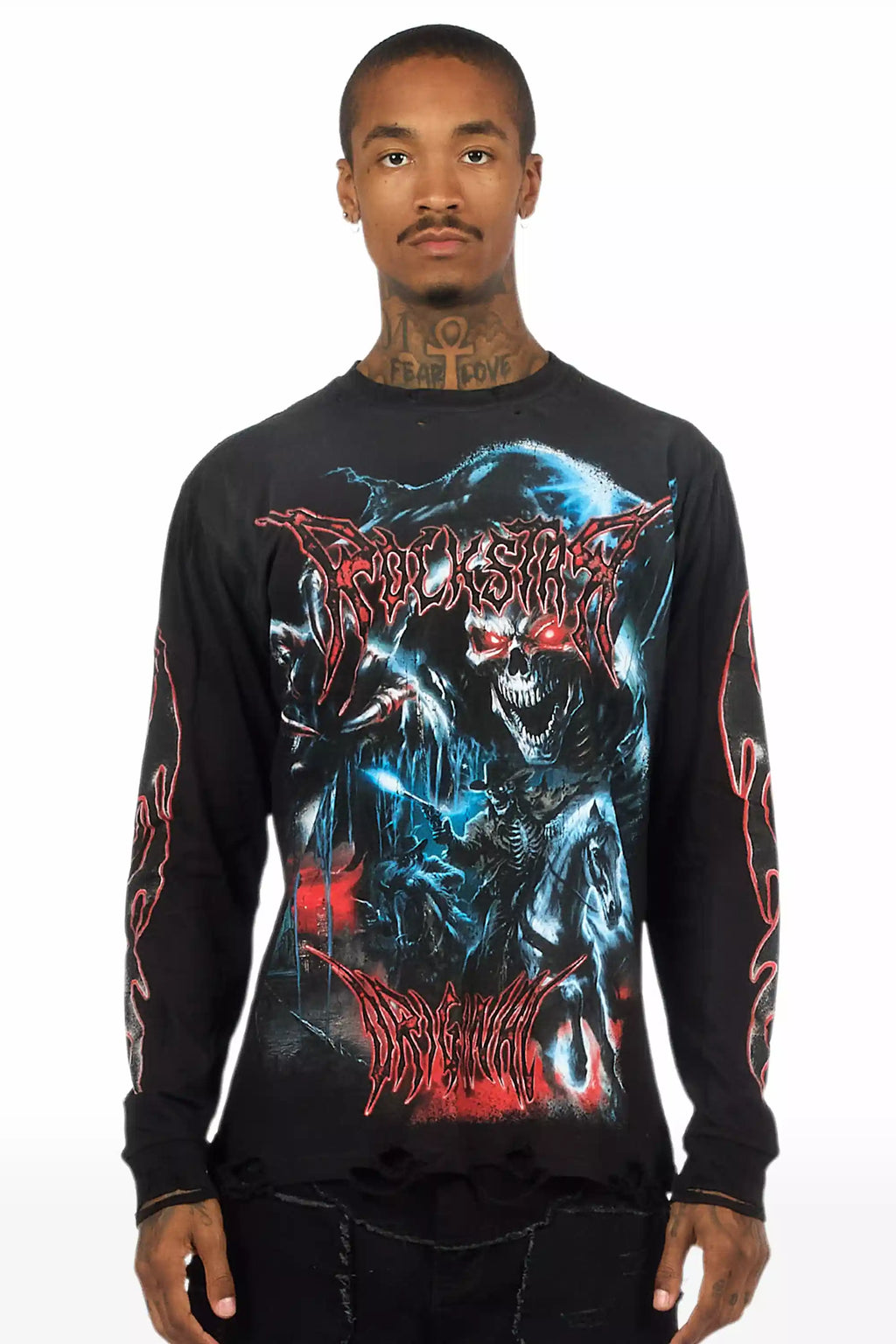 Rix Black/Red Long Sleeve Graphic T-Shirt