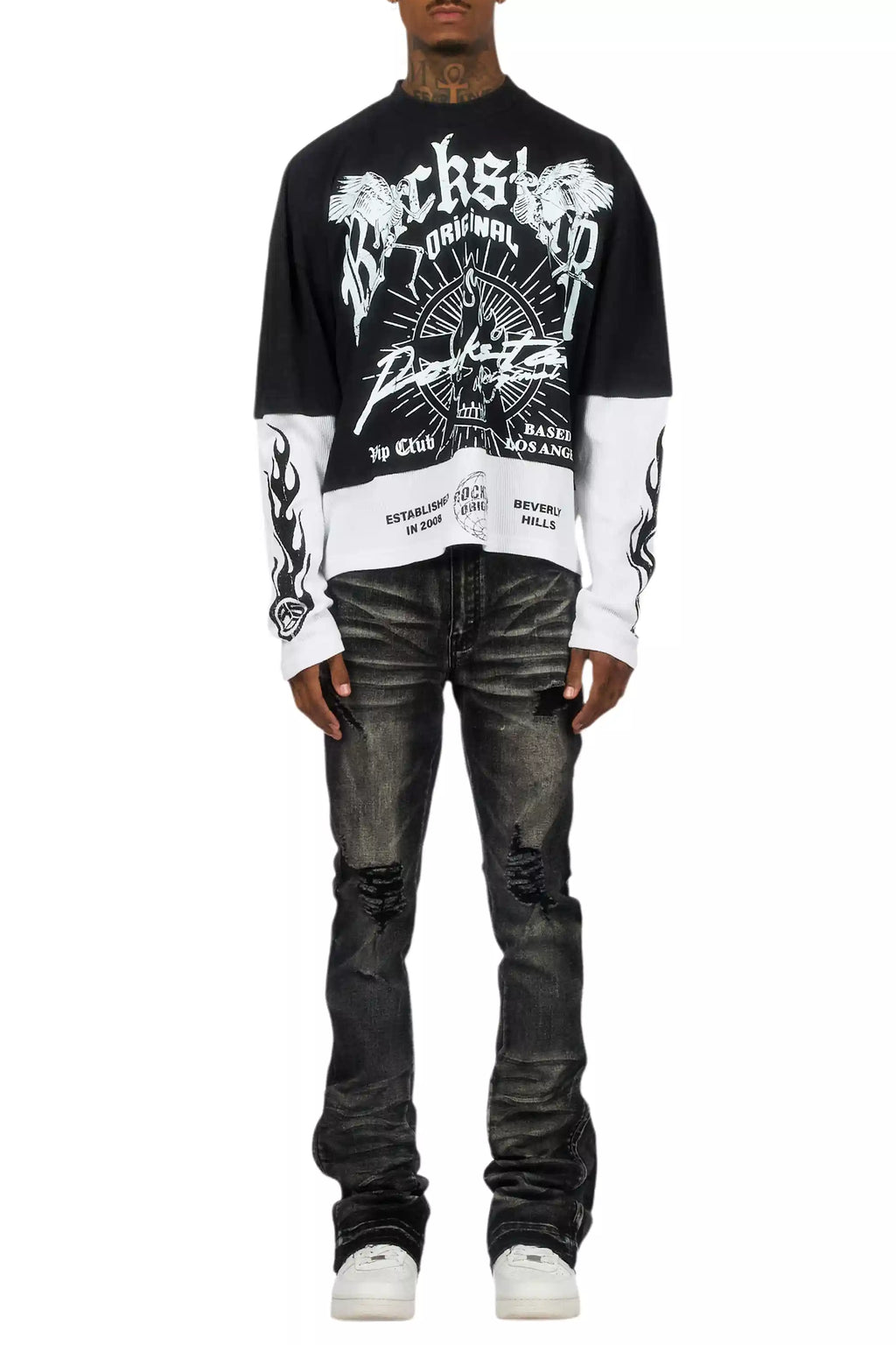 Jaymes Grey Stacked Flare Jean