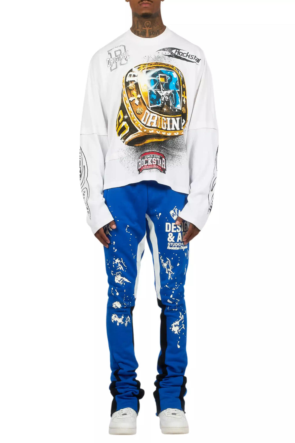 Damone Royal Super Stacked Flare Track Pant