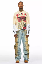 Mahesh Dirty Blue Baggy Cargo Jean