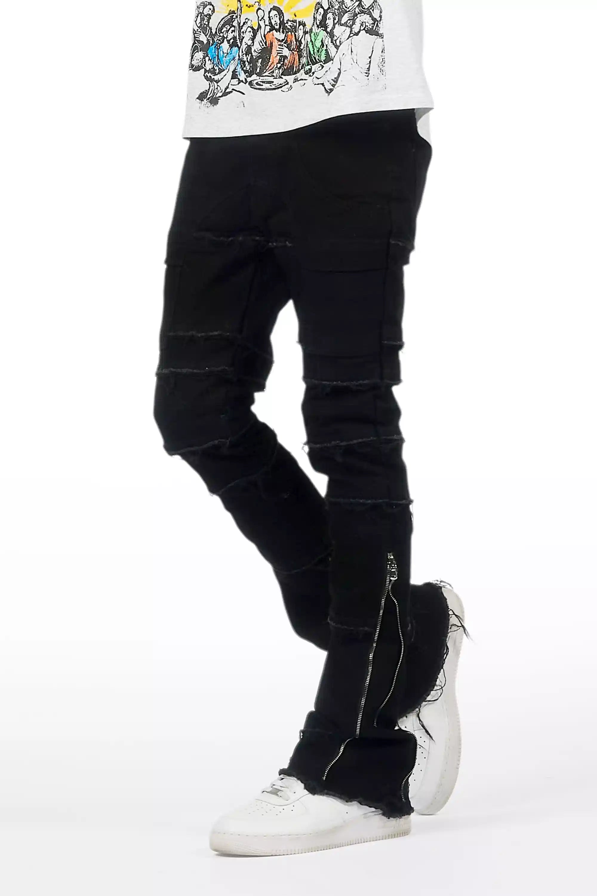 Horado Jet Black Stacked Flare Jean