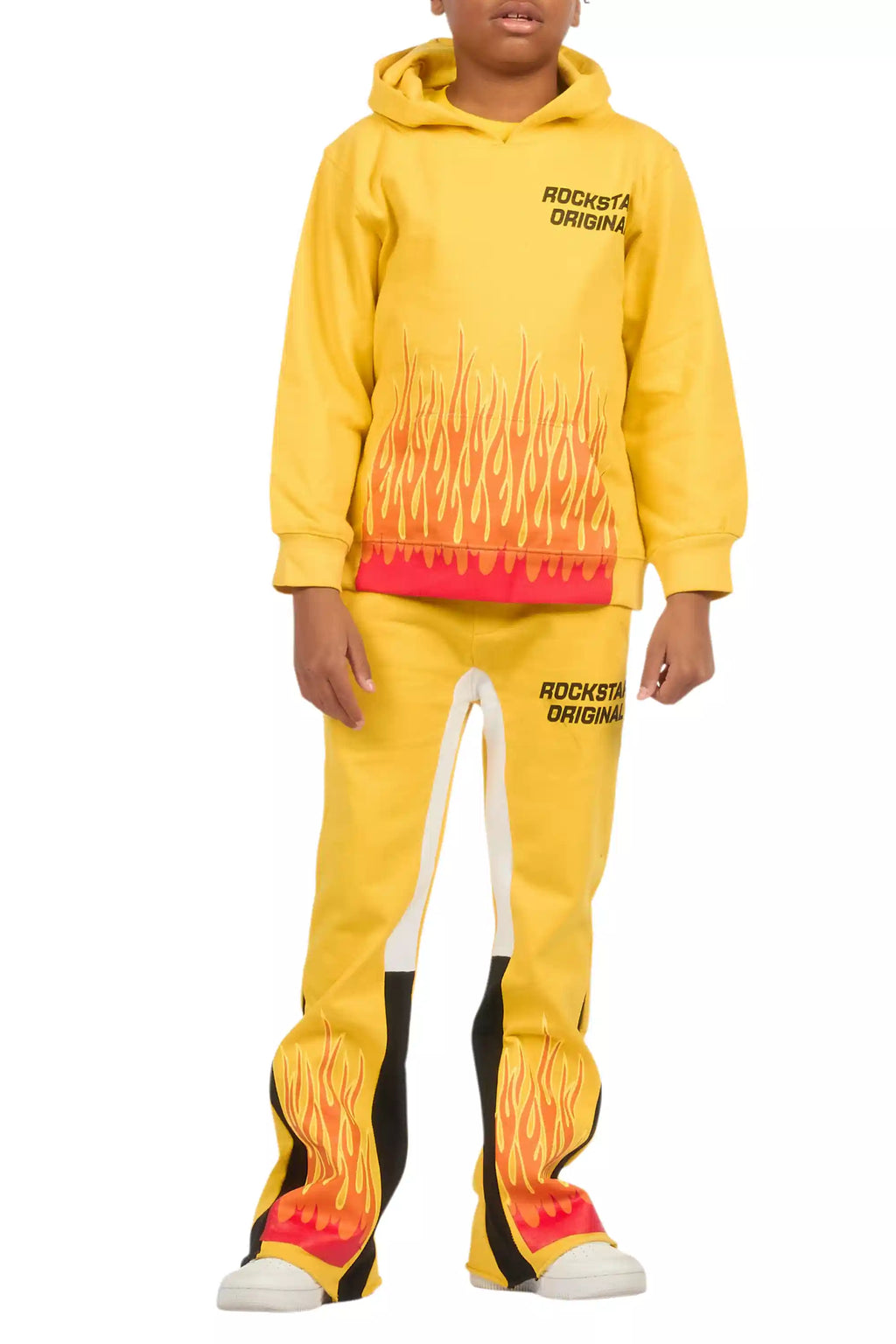 Boys Roeland Yellow/Red Stacked Flare Pant Set