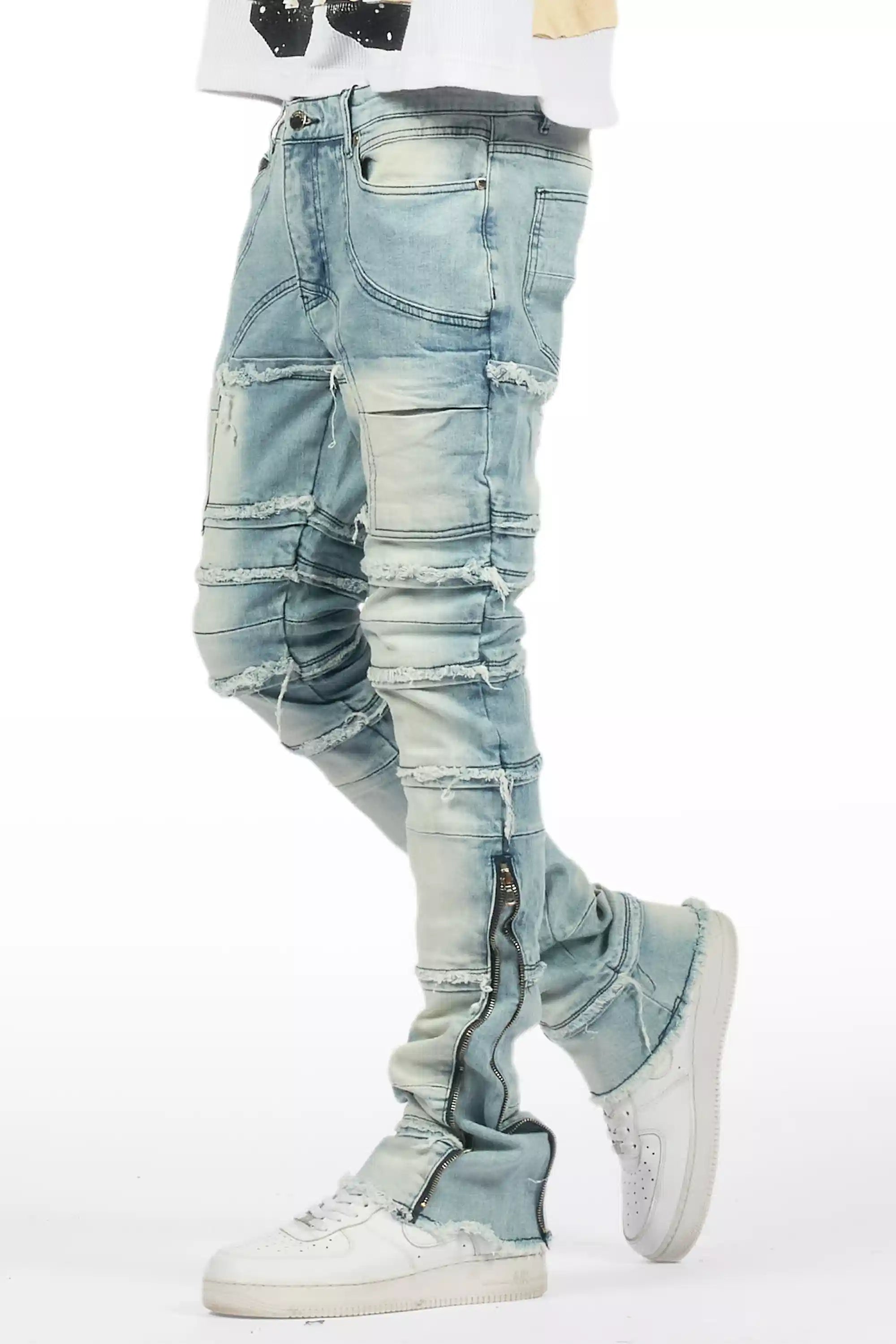 Horado Light Blue Wash Stacked Flare Jean