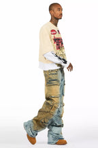 Mahesh Dirty Blue Baggy Cargo Jean