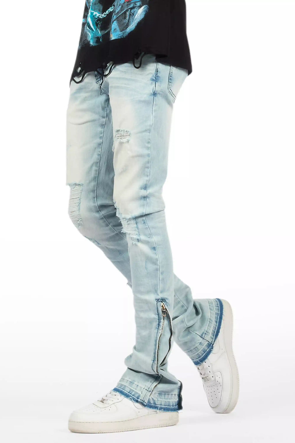 Jaymes Light Blue Stacked Flare Jean