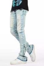 Jaymes Light Blue Stacked Flare Jean