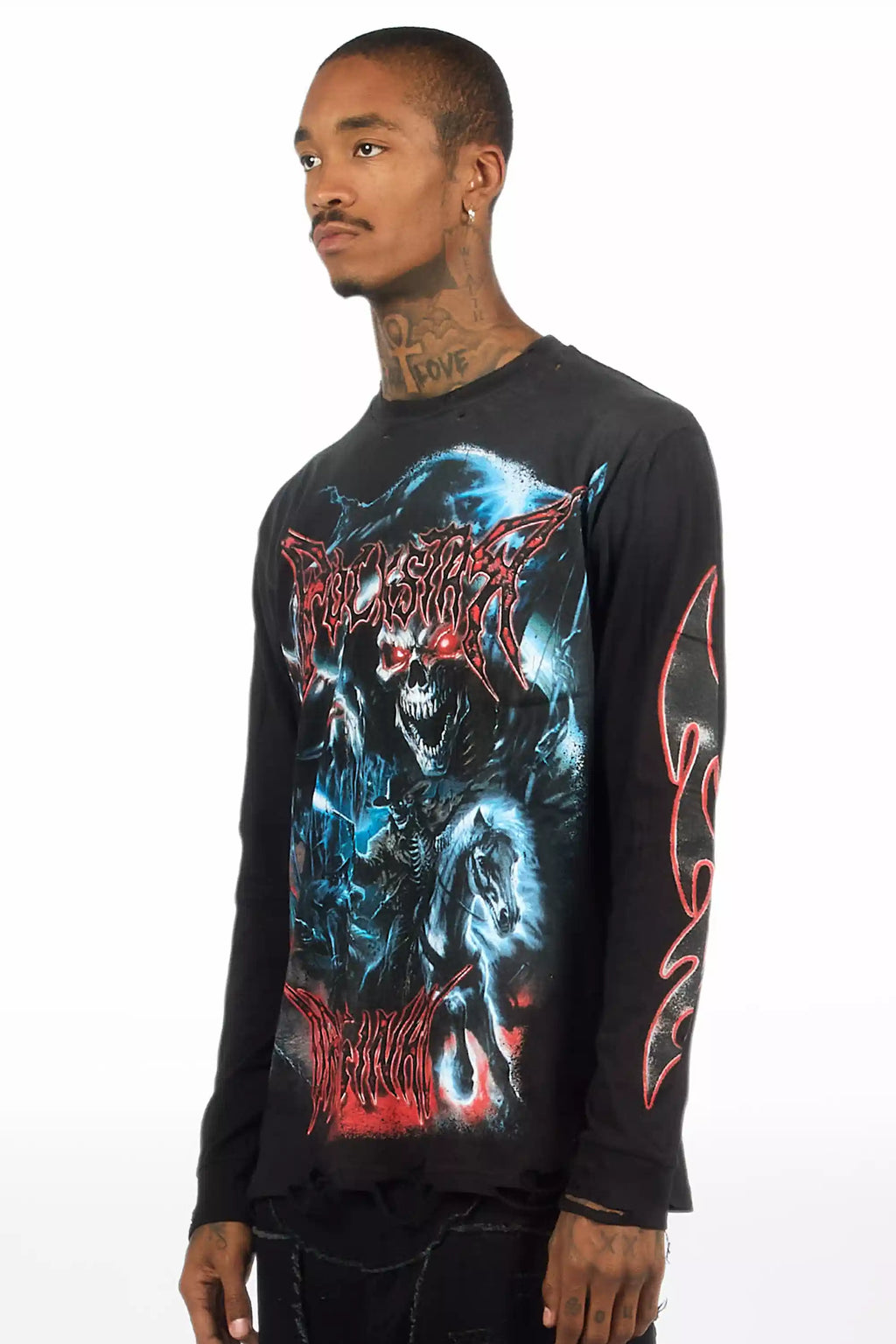 Rix Black/Red Long Sleeve Graphic T-Shirt