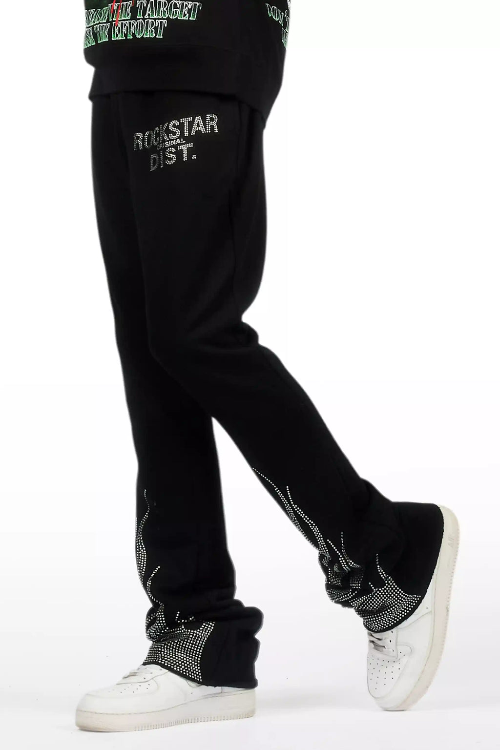 Pyrel Black/Silver Rhinestone Stacked Flare Pant