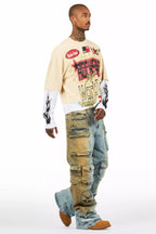 Mahesh Dirty Blue Baggy Cargo Jean