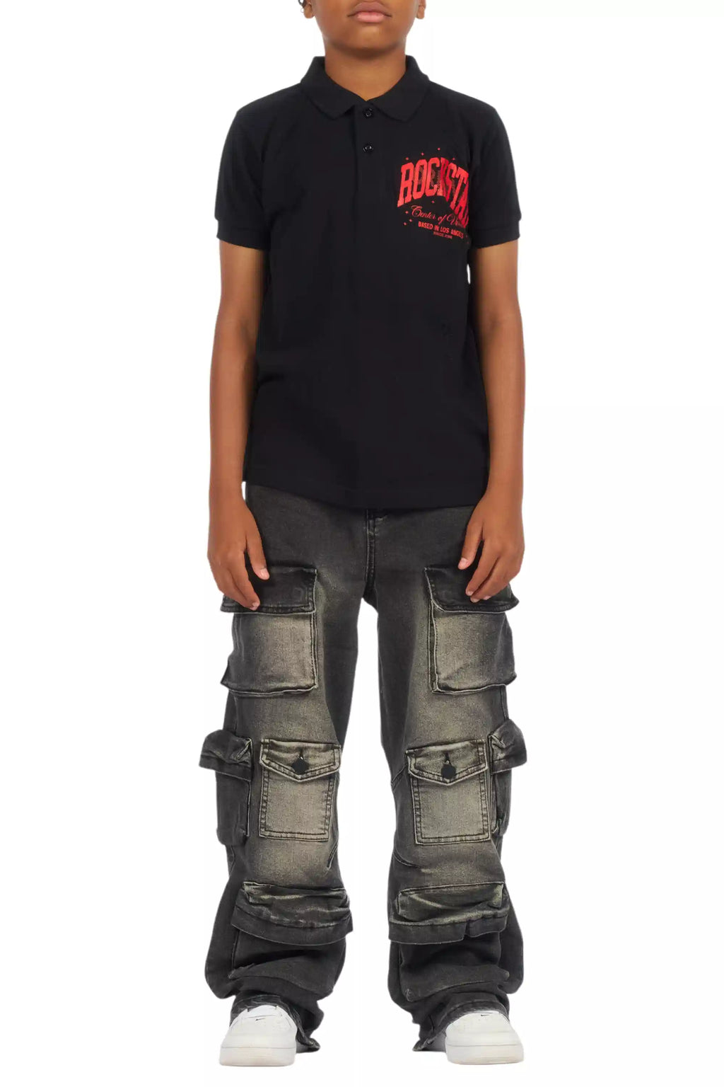 Boys Ruffo Black/Red Polo