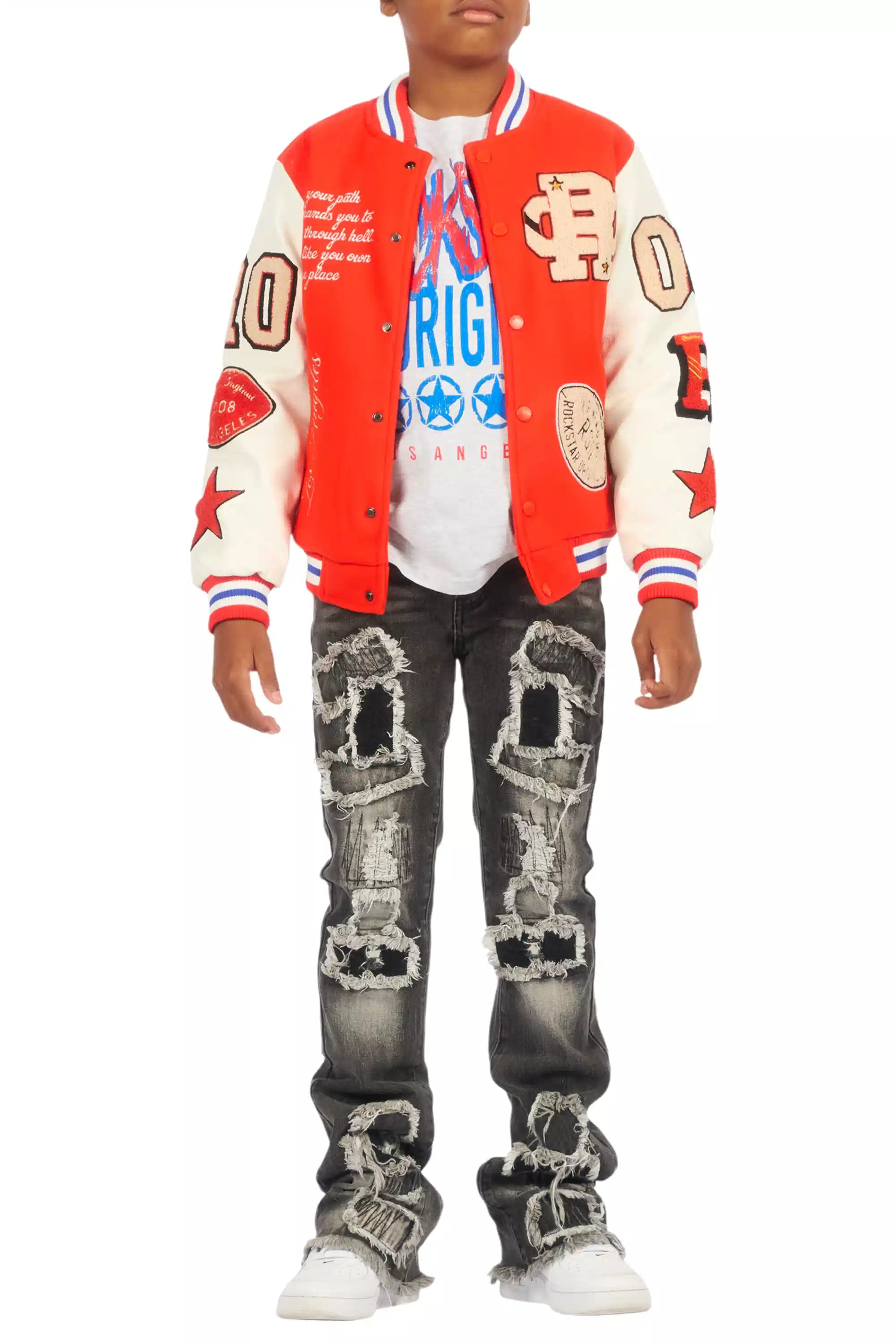 Boys Balser Orange Varsity Jacket