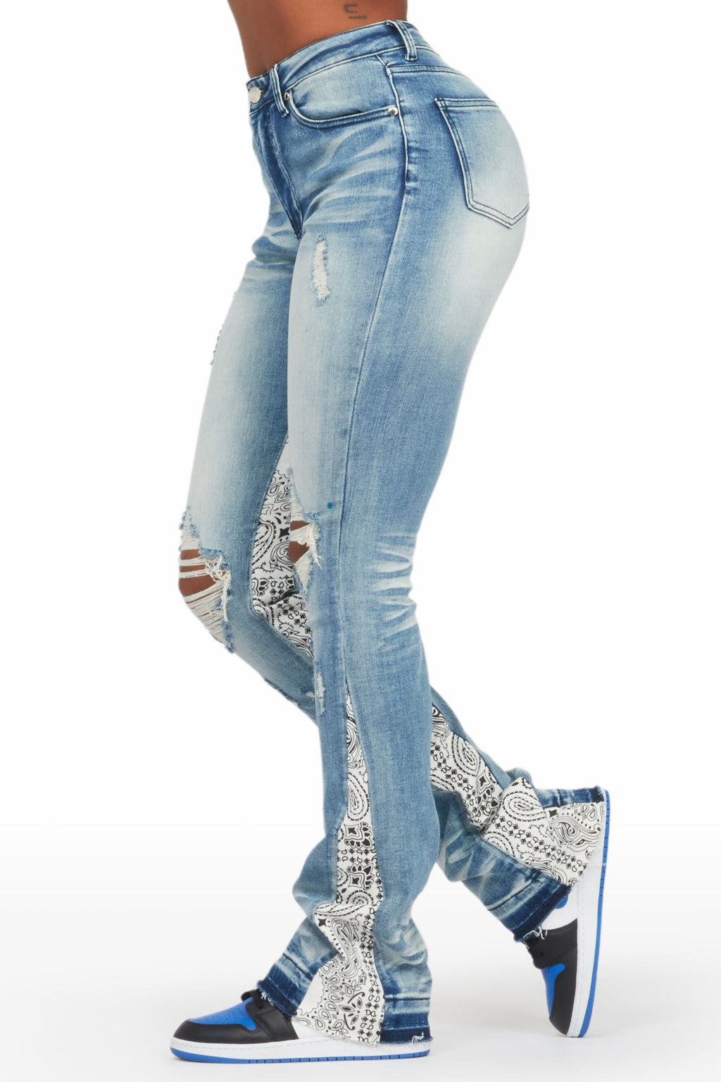 Khaleesy Light Wash Stacked Flare Jean