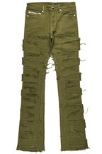 Shake Green Stacked Flare Jean