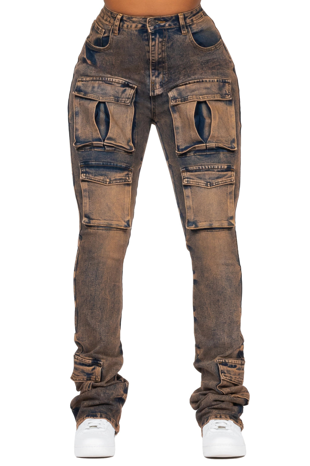 Angella Copper Cargo Super Stacked Jean