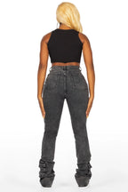 Angella Black Wash Cargo Super Stacked Jean