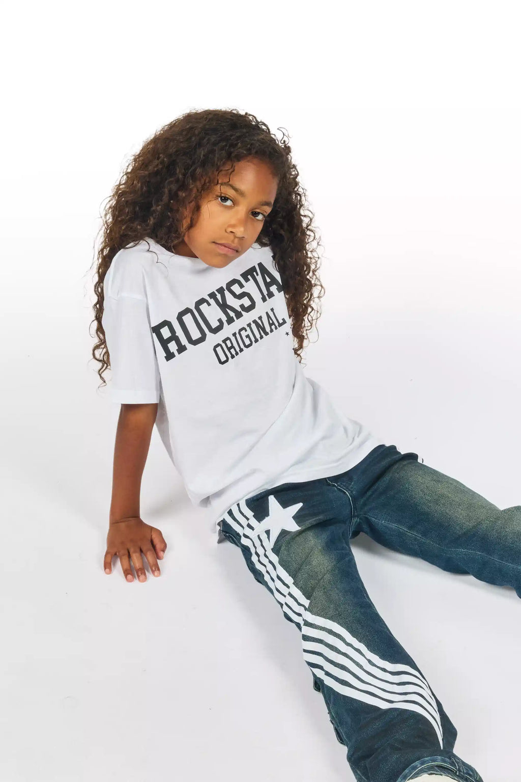 Girls Jaziya Dark Wash Stacked Jean