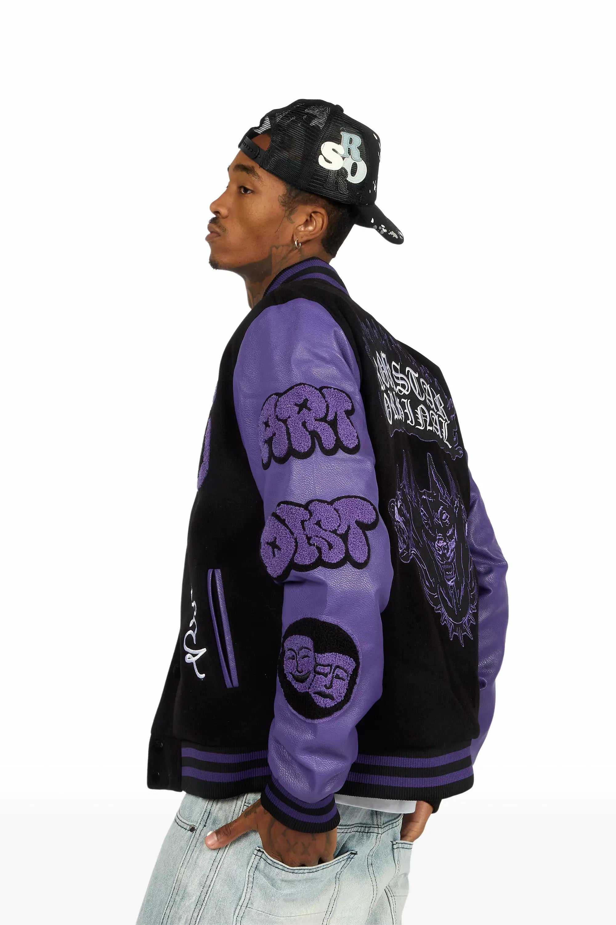Leslaw Purple/Black Varsity Jacket