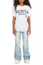 Girls Sinayah Light Wash Stacked Flare Jean