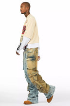 Mahesh Dirty Blue Baggy Cargo Jean