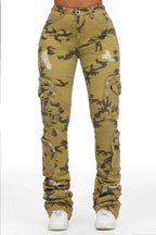Alisson Green Camo Cargo Super Stacked Jean