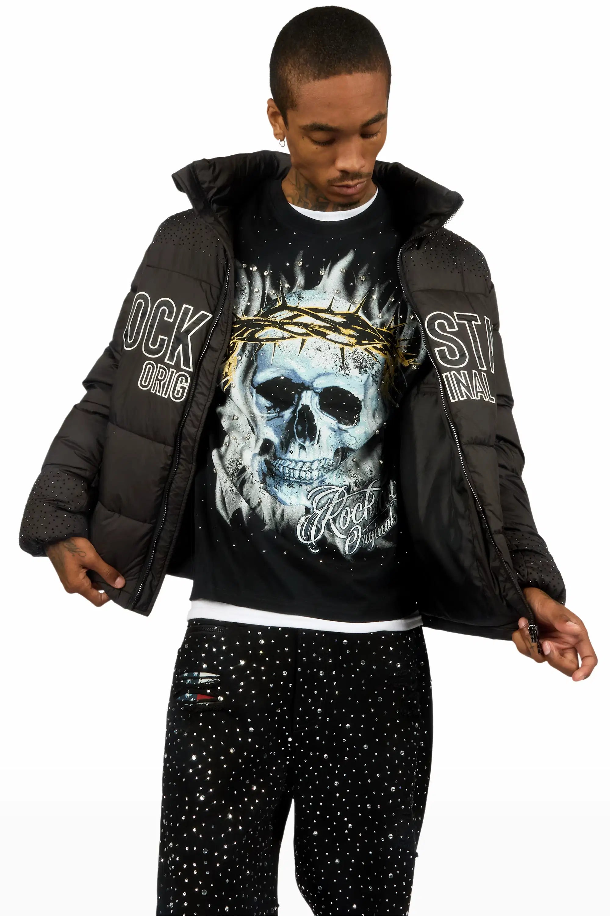 Blaise Black Graphic Rhinestone T-Shirt