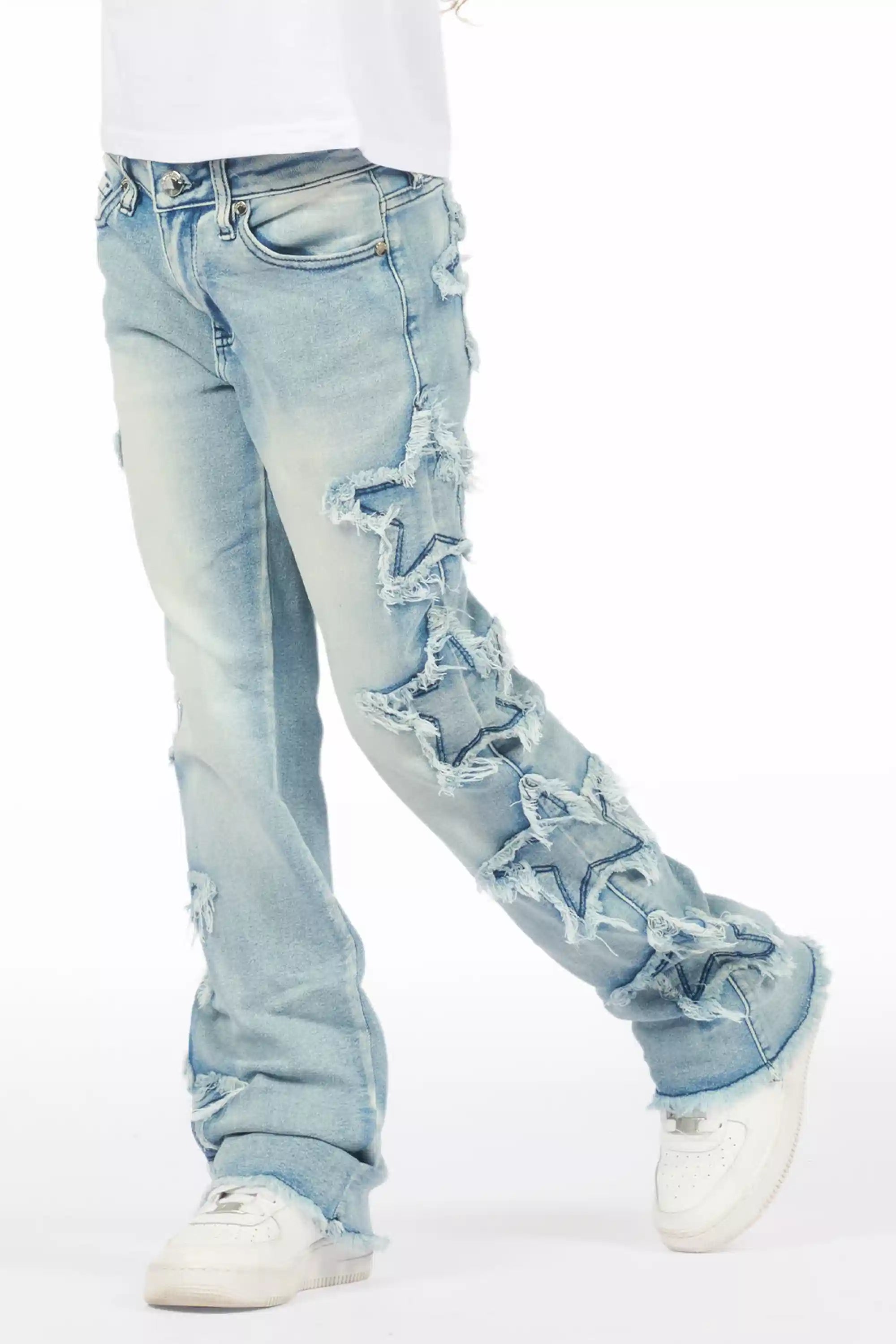 Girls Sinayah Light Wash Stacked Flare Jean