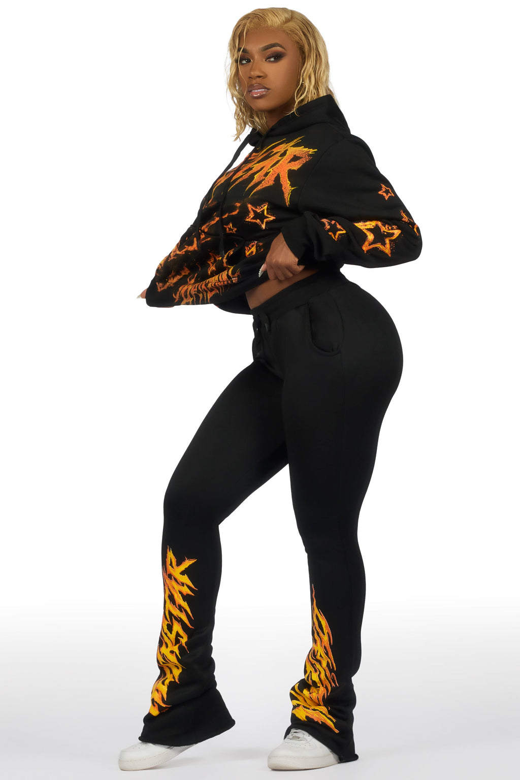 Shaletha Black Super Stacked Track Set