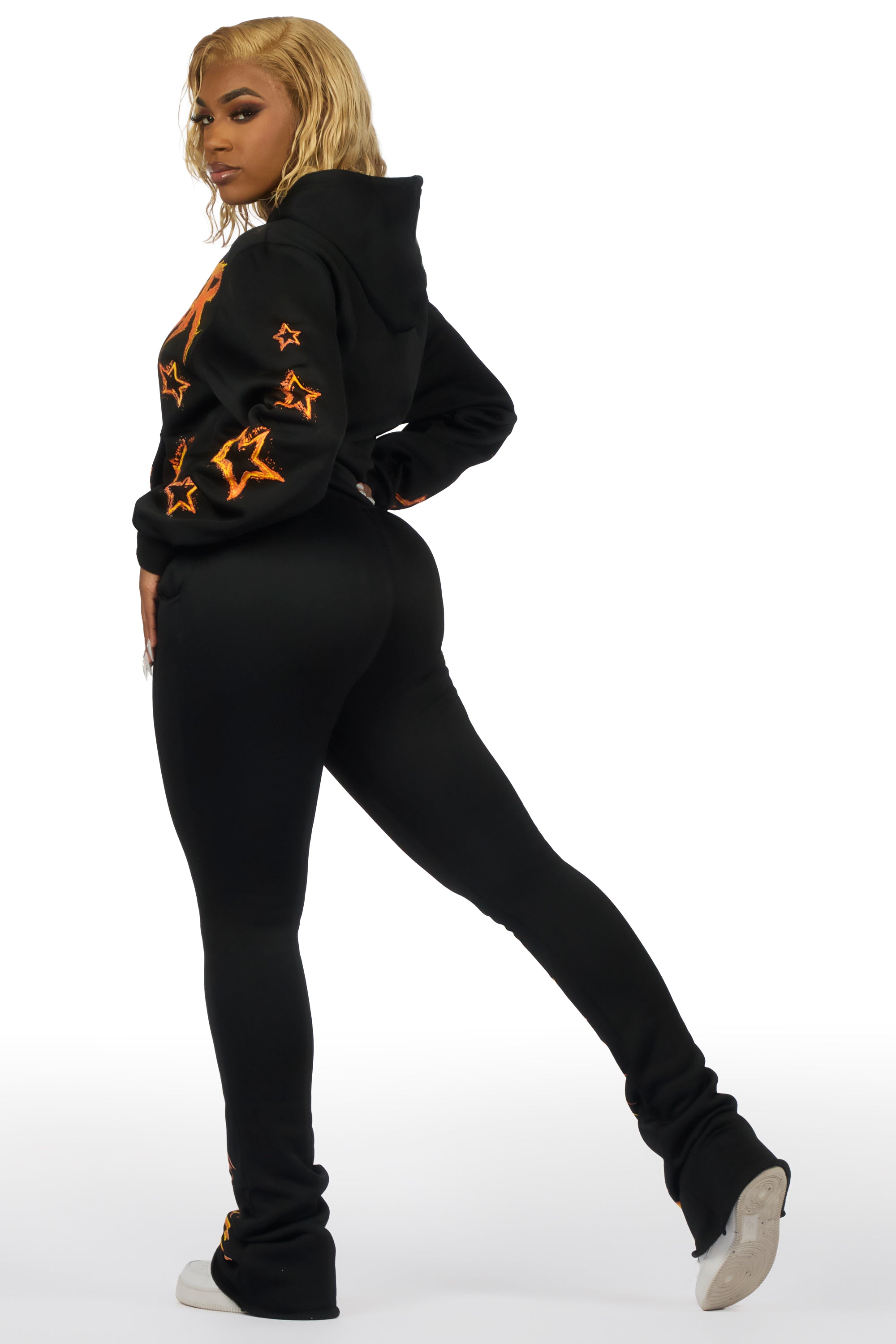 Shaletha Black Super Stacked Track Set