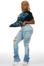 Latachie Black Tee & Vixen Light Wash Jean Set