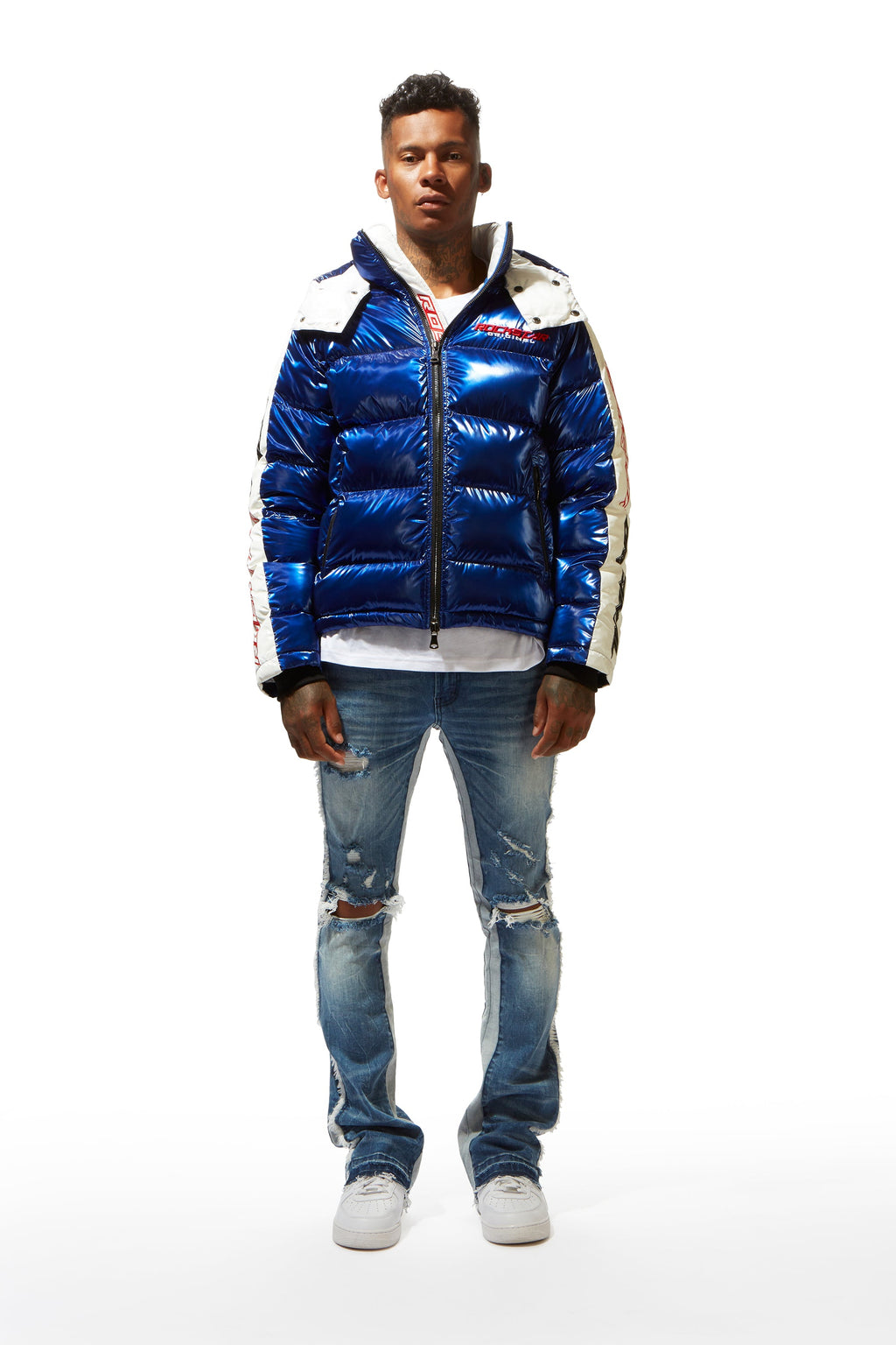 Metallic Royal Blue Alasia Puffer Jacket