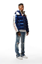 Metallic Royal Blue Alasia Puffer Jacket