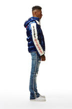 Metallic Royal Blue Alasia Puffer Jacket