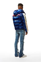 Metallic Royal Blue Alasia Puffer Jacket