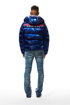 Metallic Royal Blue Alasia Puffer Jacket
