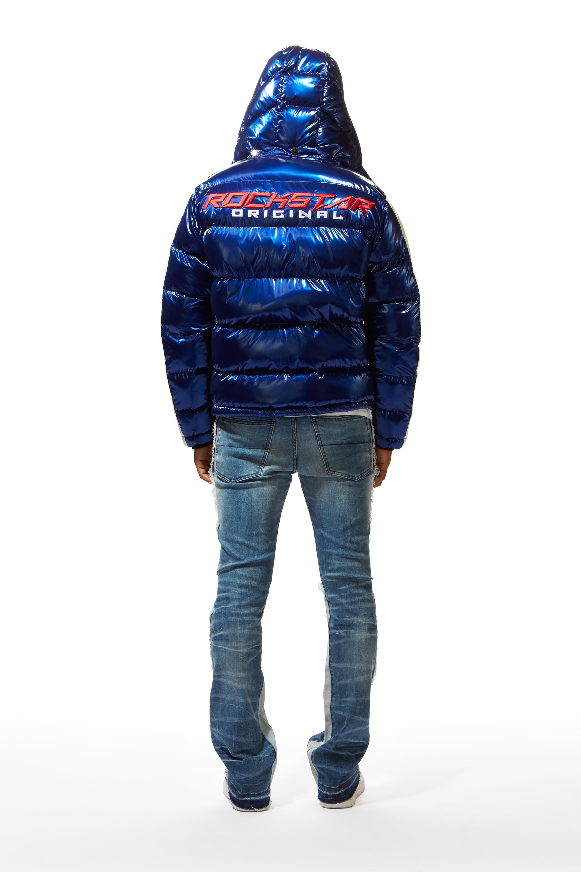 Metallic Royal Blue Alasia Puffer Jacket