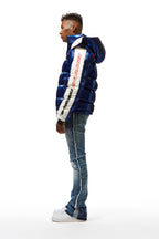 Metallic Royal Blue Alasia Puffer Jacket