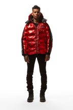 Metallic Red Alasia Puffer Jacket