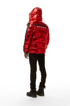 Metallic Red Alasia Puffer Jacket
