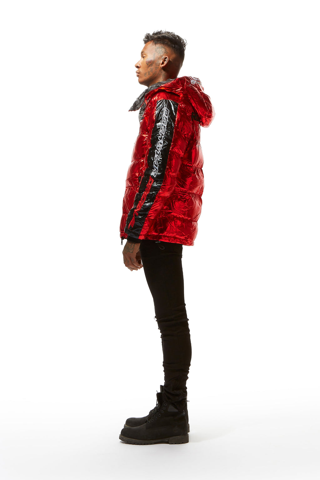 Metallic Red Alasia Puffer Jacket